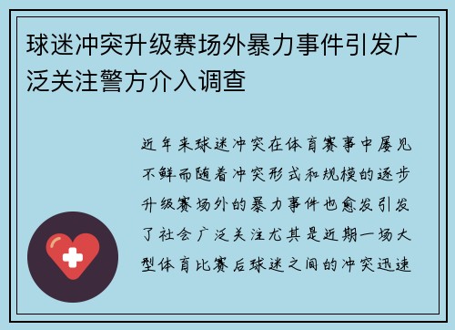 球迷冲突升级赛场外暴力事件引发广泛关注警方介入调查